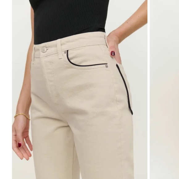 REFORMATION “Almond w/ piping” beige pants with black outlines - Picture 2 of 4